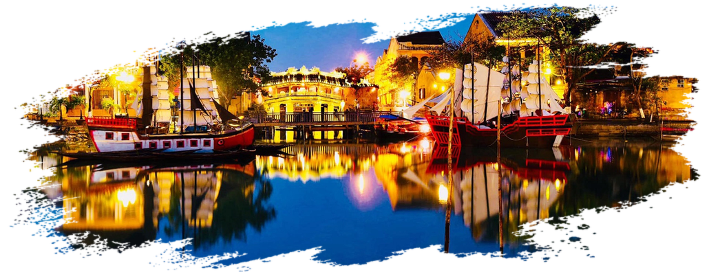 Japanese Covered Bridge in Hoi An Ancient Town illuminated at night